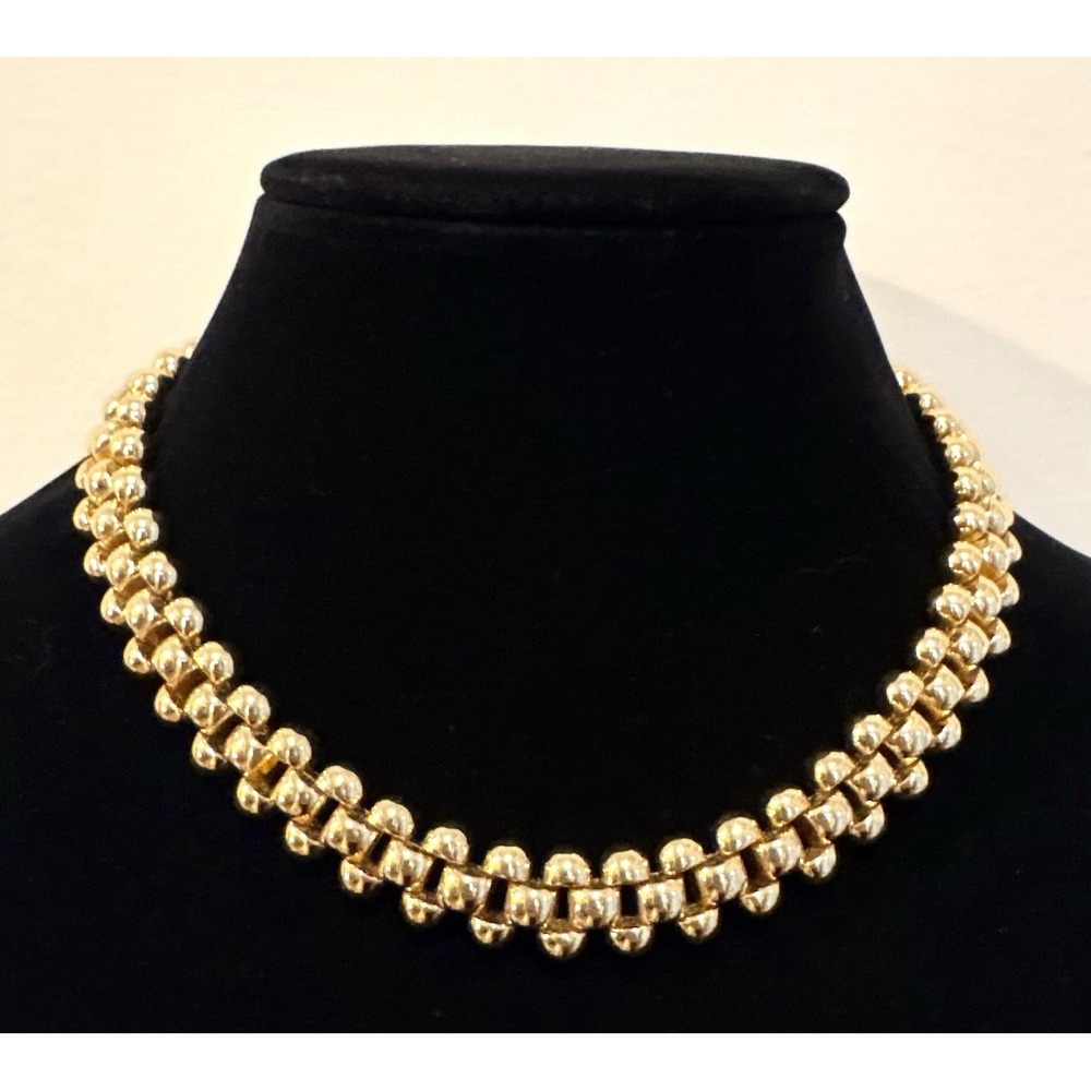 Vintage Ciner 80s Heavy Chain Necklace Gold Tone Runway Choker Collar